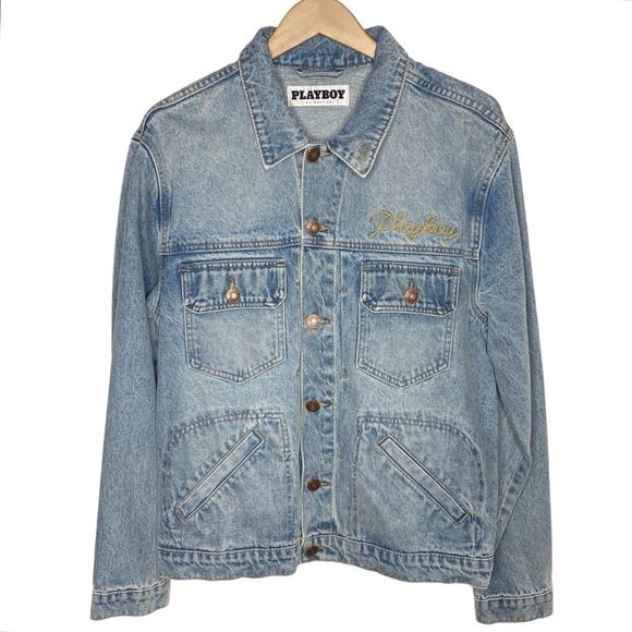 Playboy By PacSun Medium Wash Vintage Fit Jacket size Large - Picture 2 of 14